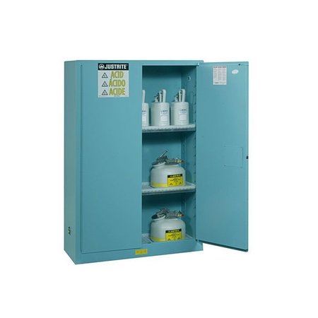 JUSTRITE Justrite 90 Gallon 1 Sliding Door, Self-Close, Acid Corrosive Cabinet, 43"W x 34"D x 65"H, Blue 899082